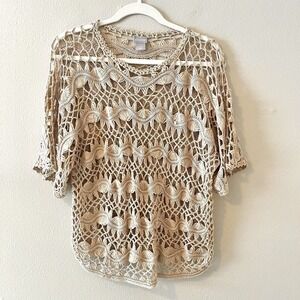 Women's‎ Open Knit Top Boho Beach Resort See Through Festival Coquette Bohemian